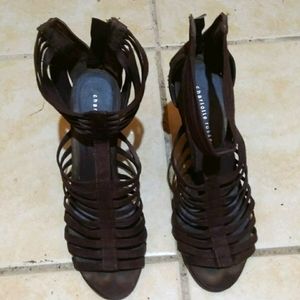 Women's Brown Faux Suede High Heel Wedge Shoes